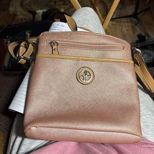 Giani Bernini Saffiano Faux Leather North South Crossbody Bag Rose Gold